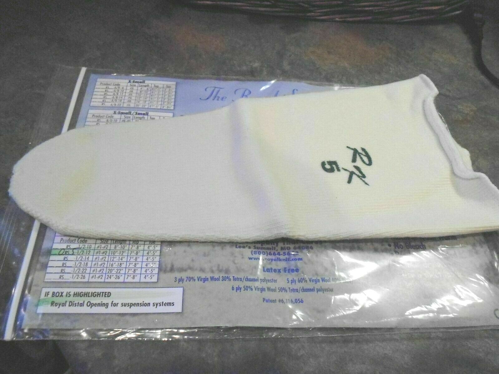 Royal Stretch Prosthetic Virgin Wool Sock Size RS3 Med.10″/12″-See Chart