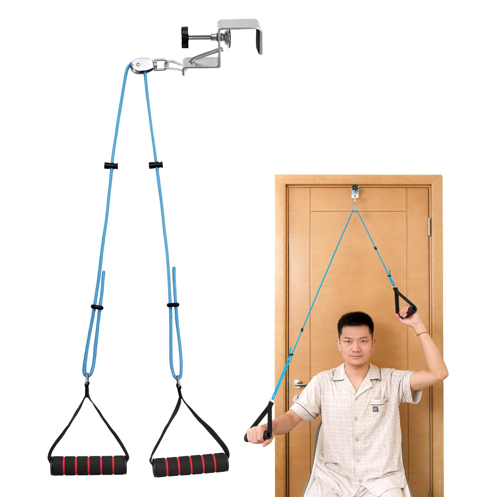 Adjustable Shoulder Pulley with Metal Door Clamp – Over Door Rehab Exercise Tool