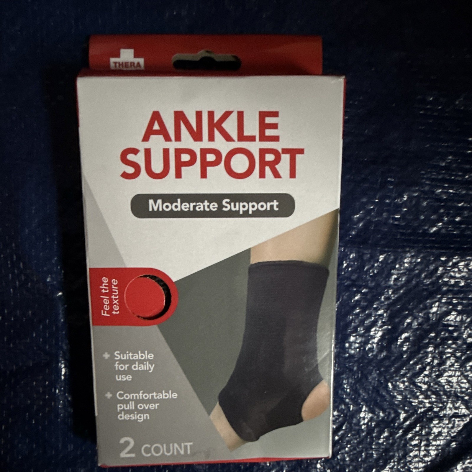 Thera Plus Ankle Support Brace Moderate Stabilization Pull-Over One Size 2ct
