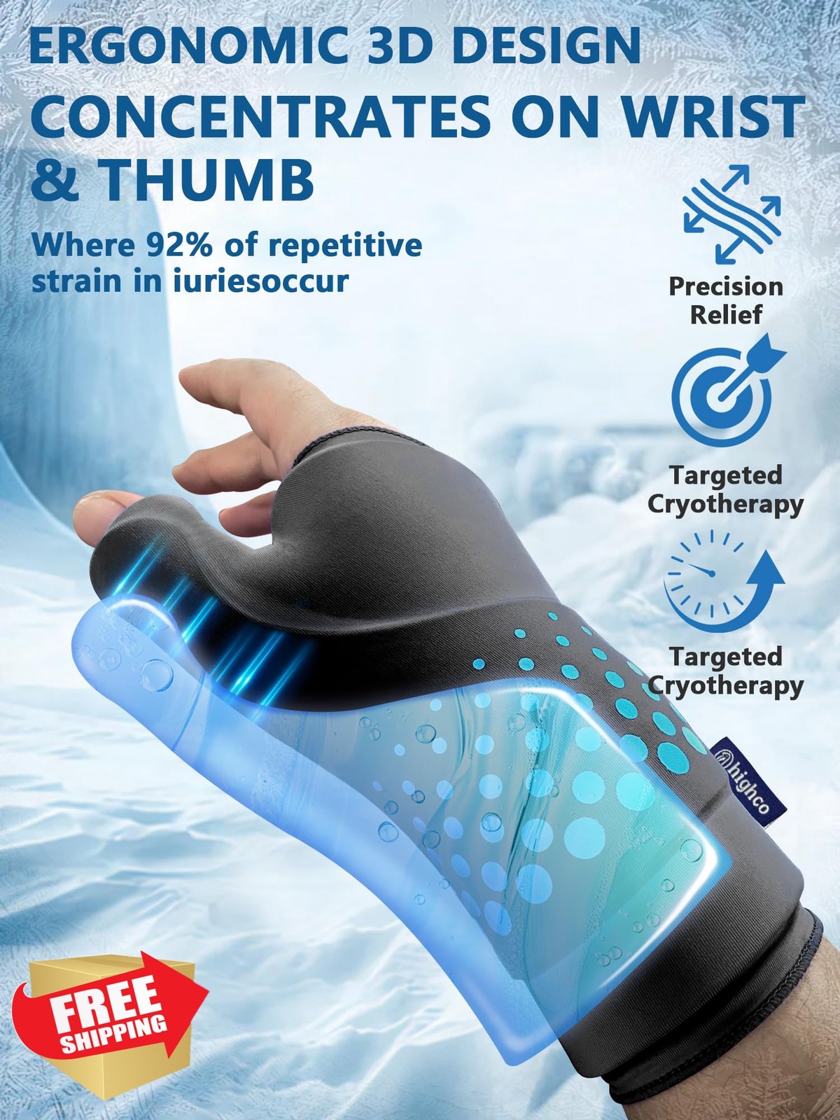 highco Wrist Thumb Ice Pack Black S/M