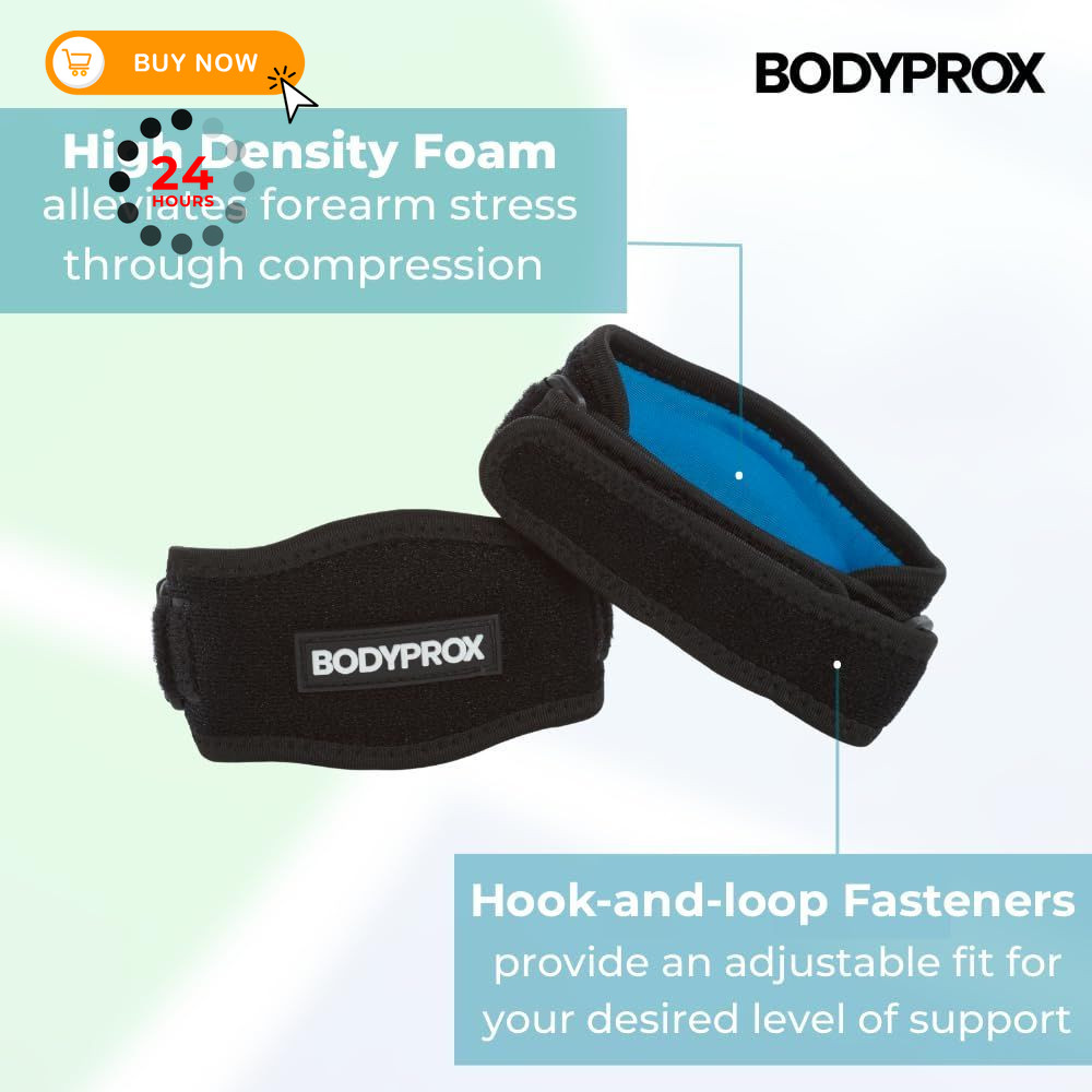 Bodyprox Elbow Brace 2 Pack for Tennis & Golfer’s 2 Count (Pack of 1)