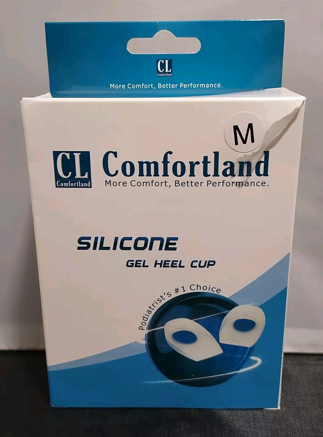 Comfortland~1 Pr Silicone Gel Heel Cups~Size M~Plantar Fasciitis~Heel Spurs~New