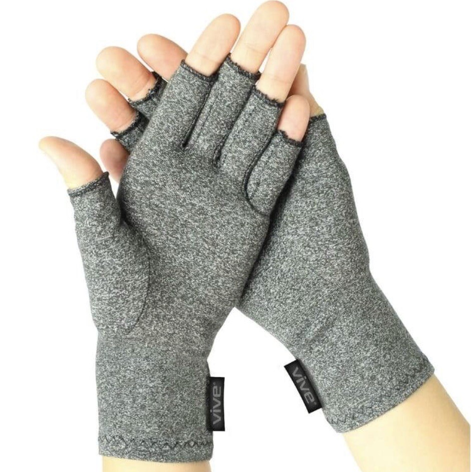 VIVE Arthritis Gloves – Unisex Rheumatoid Compression Hand Glove (Gray) Medium