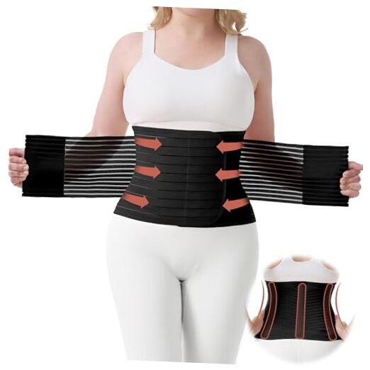 Postpartum Belly Band for Women: Abdominal Binder for C Section Large Black
