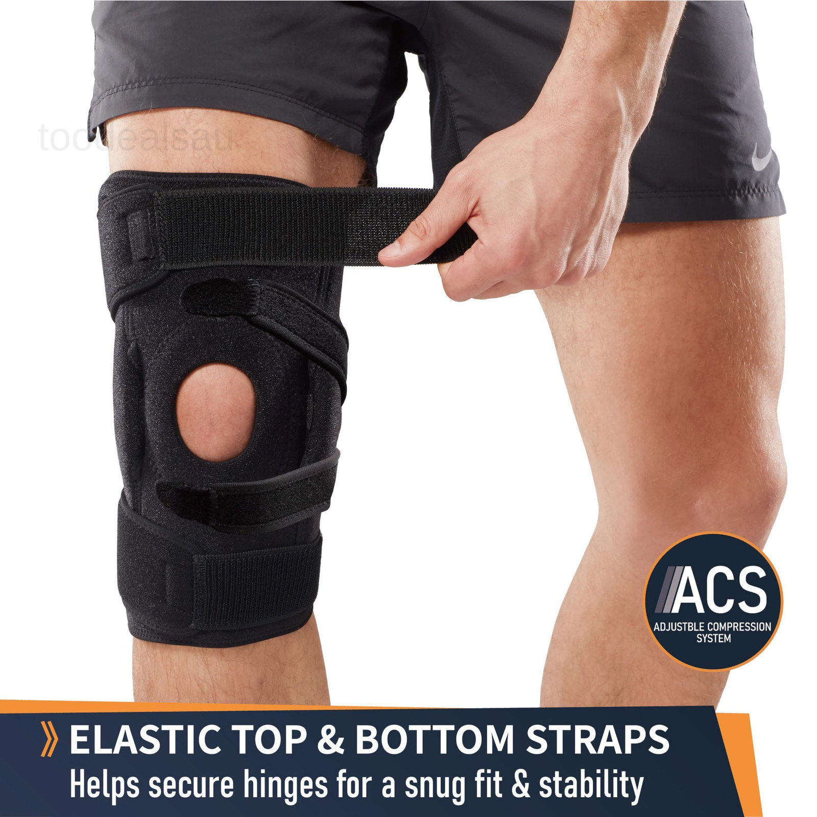 Adjustable Hinged Knee Brace – Dual Side Hinges for S/M, Black