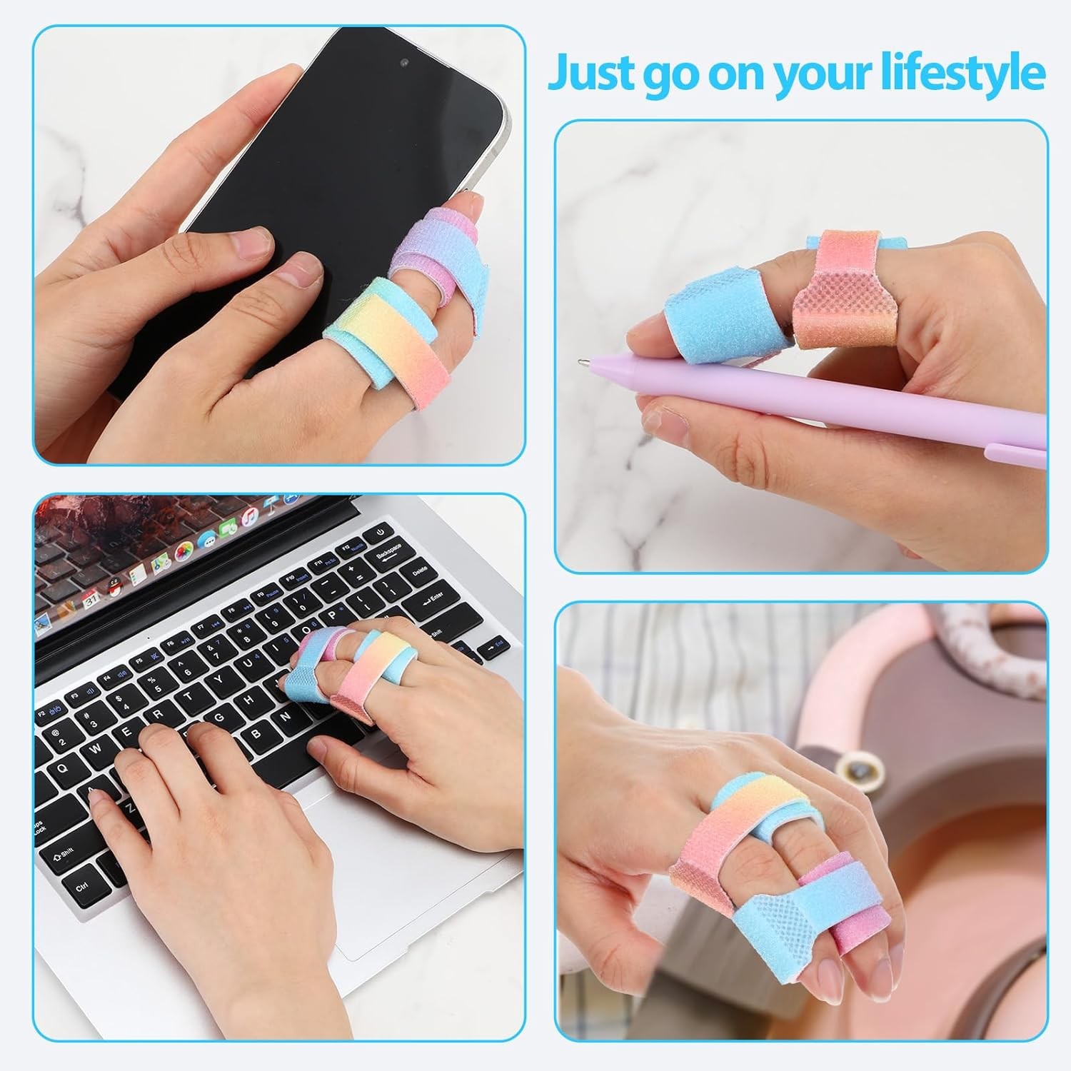 10 Pcs Buddy Tape Finger Straps, Washable Wraps With Gradient