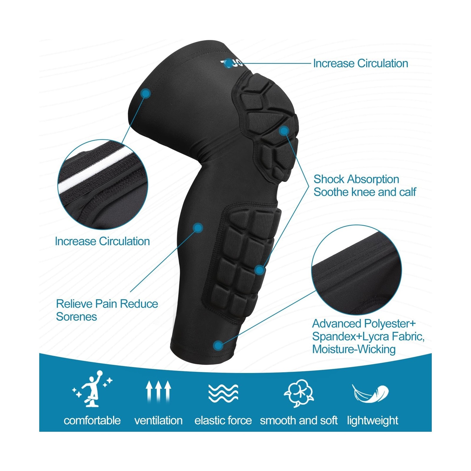 Knee Pad Protective Calf Shin Guards for Adult Youth Leg Compre… FAST USA SHIP