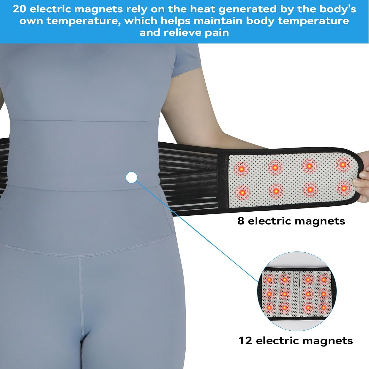 Back Support with Magnet, Tourmaline Back Braces for Lower Back Pain Relief | Ba