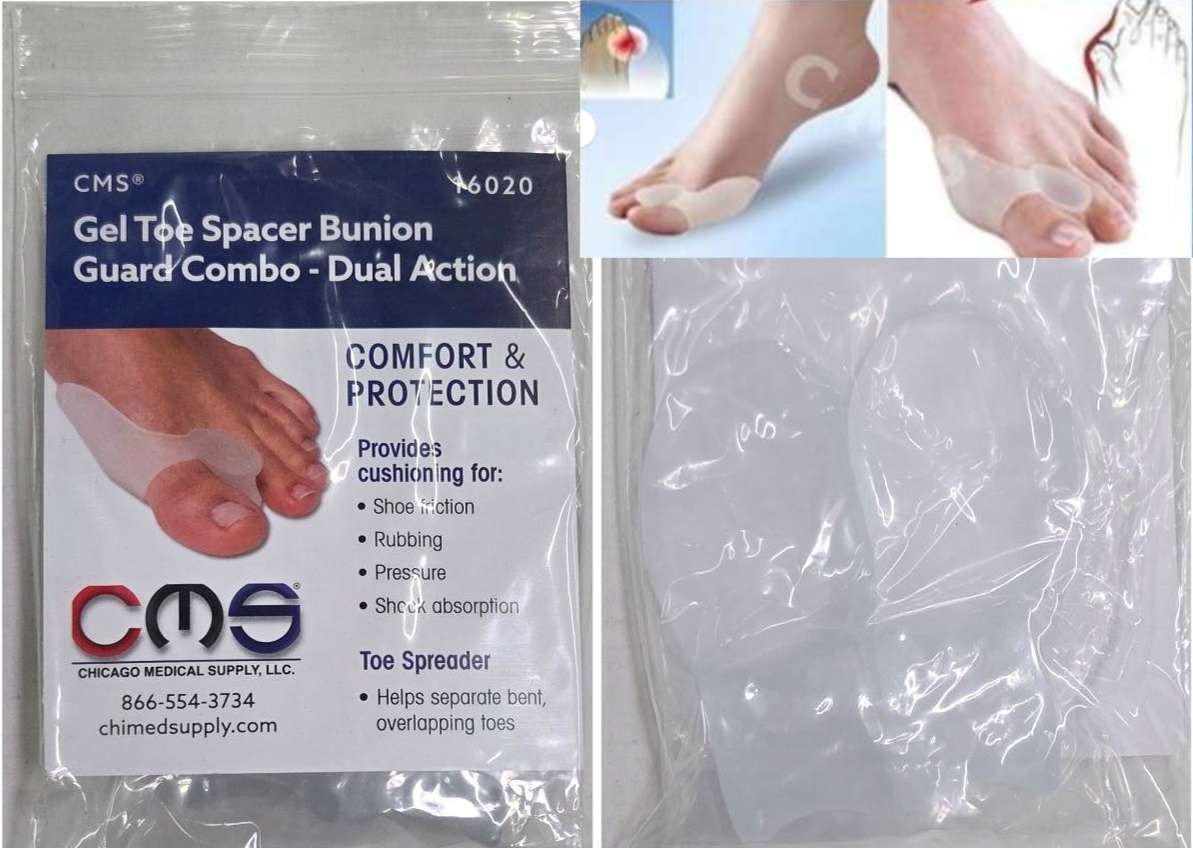 CMS Gel Toe Bunion Guard Dual Action Toe Spacer Separator Hallux Valgus -PAIR-