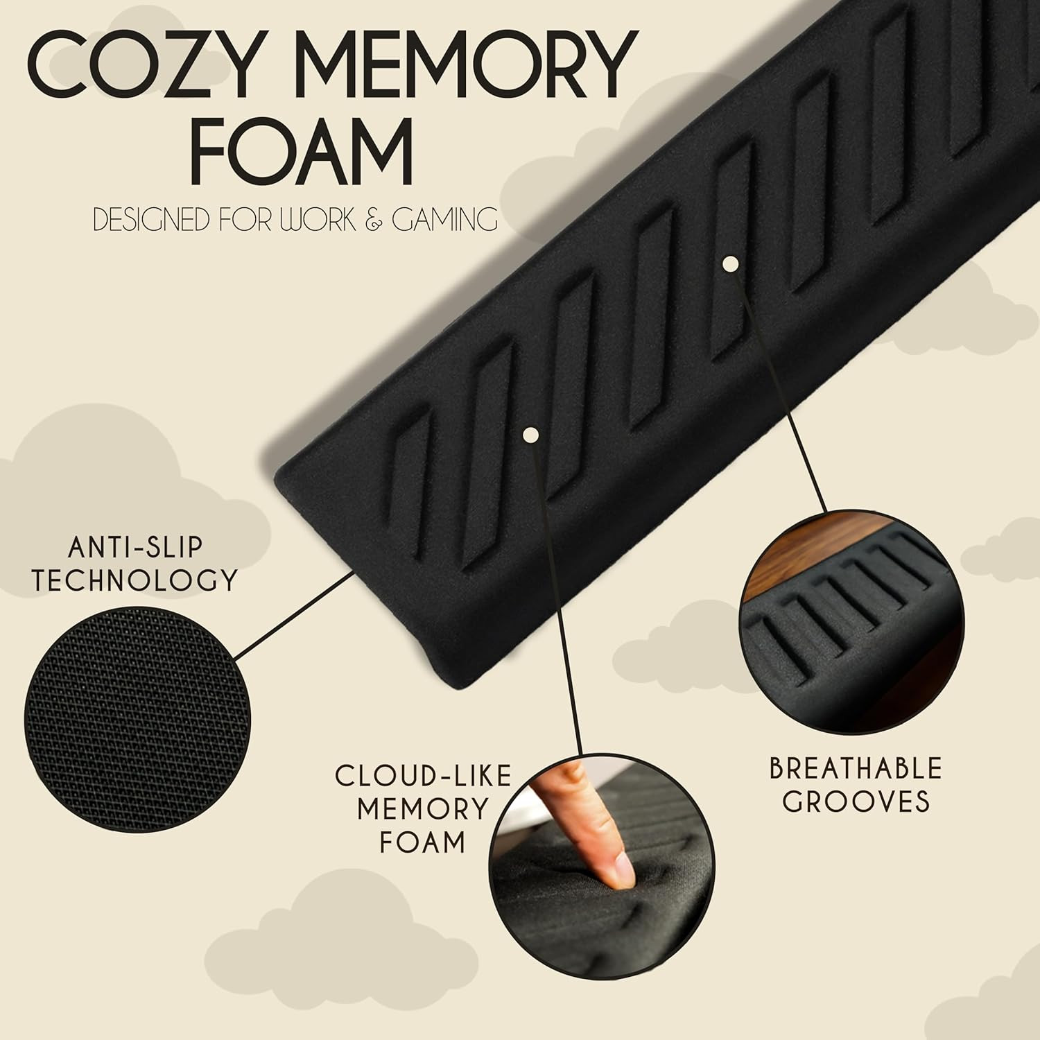 28″ Memory Foam Desk Arm Rest for Ultimate Wrist & Elbow Support