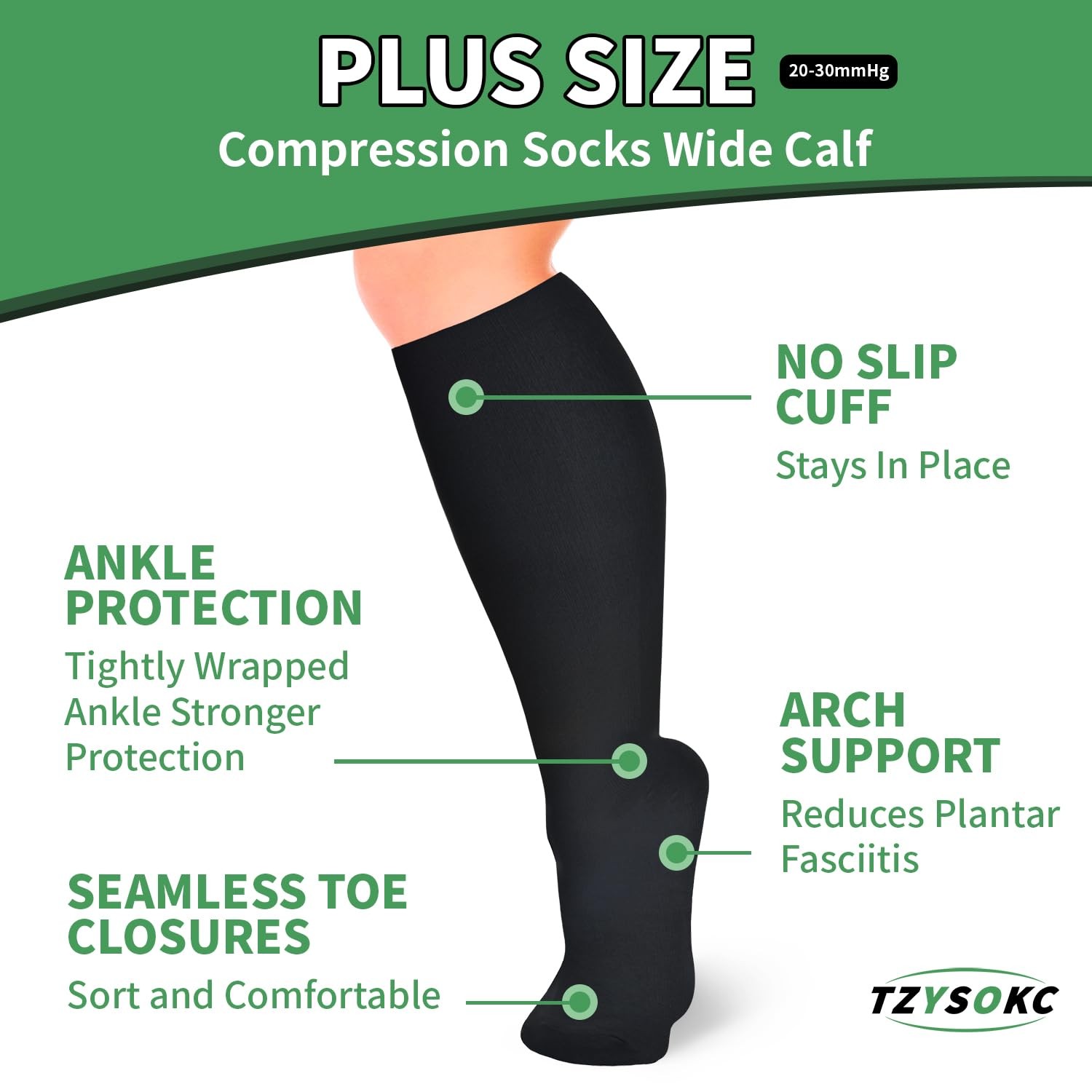 4 Pairs Plus Size Compression Socks for Women and Men 20-30 mmHg Wide Calf Ex…