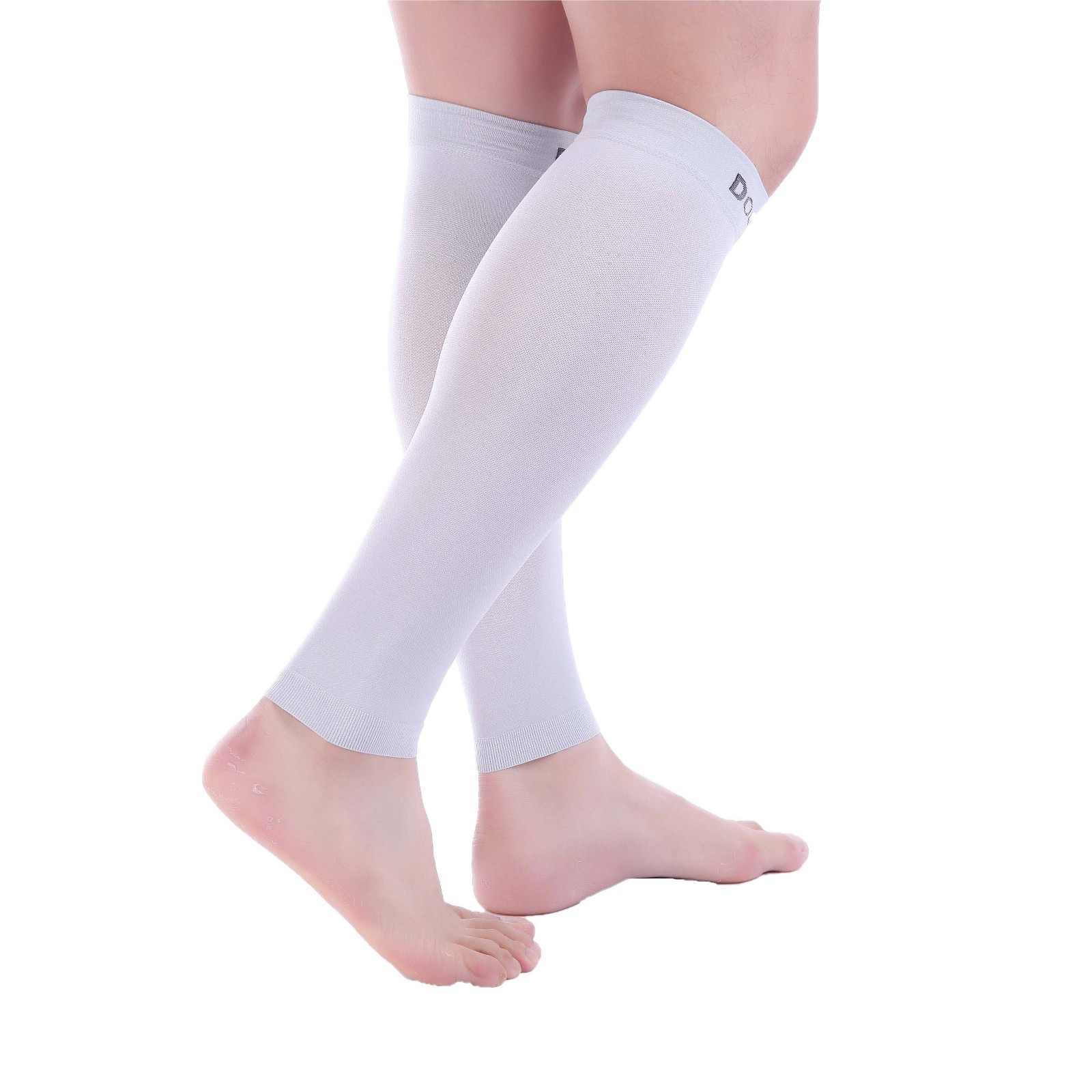 Doc Miller Calf Compression Sleeve 1 Pair 15-20 mmHg Varicose Veins GRAY