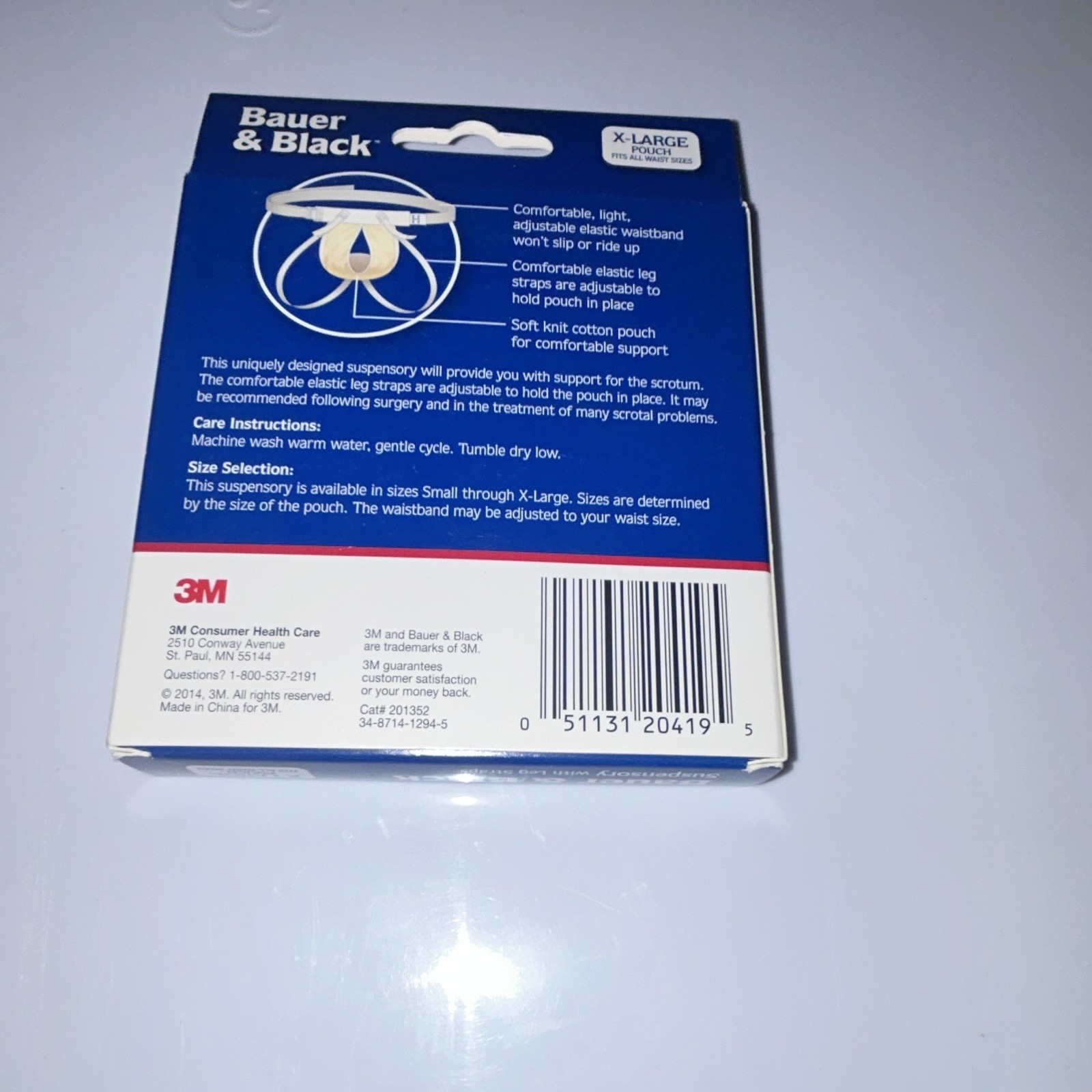 Bauer & Black Men’s Suspensory Support w/ Adjustable Leg Straps XL Blue 201352
