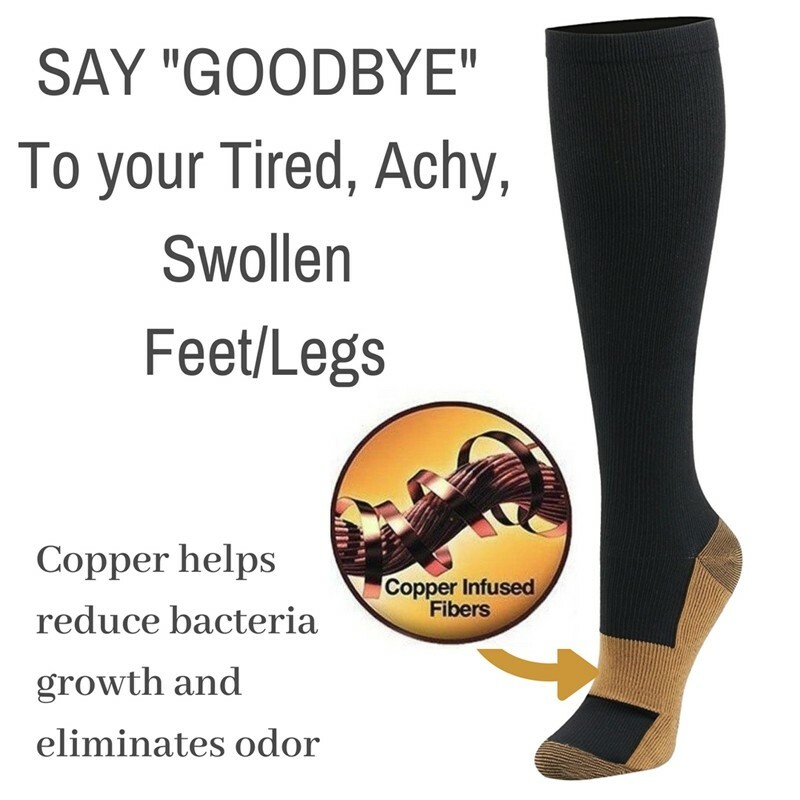 Copper Compression Socks Everyday Use for Diabetic Socks, Reduce Swelling & Pain