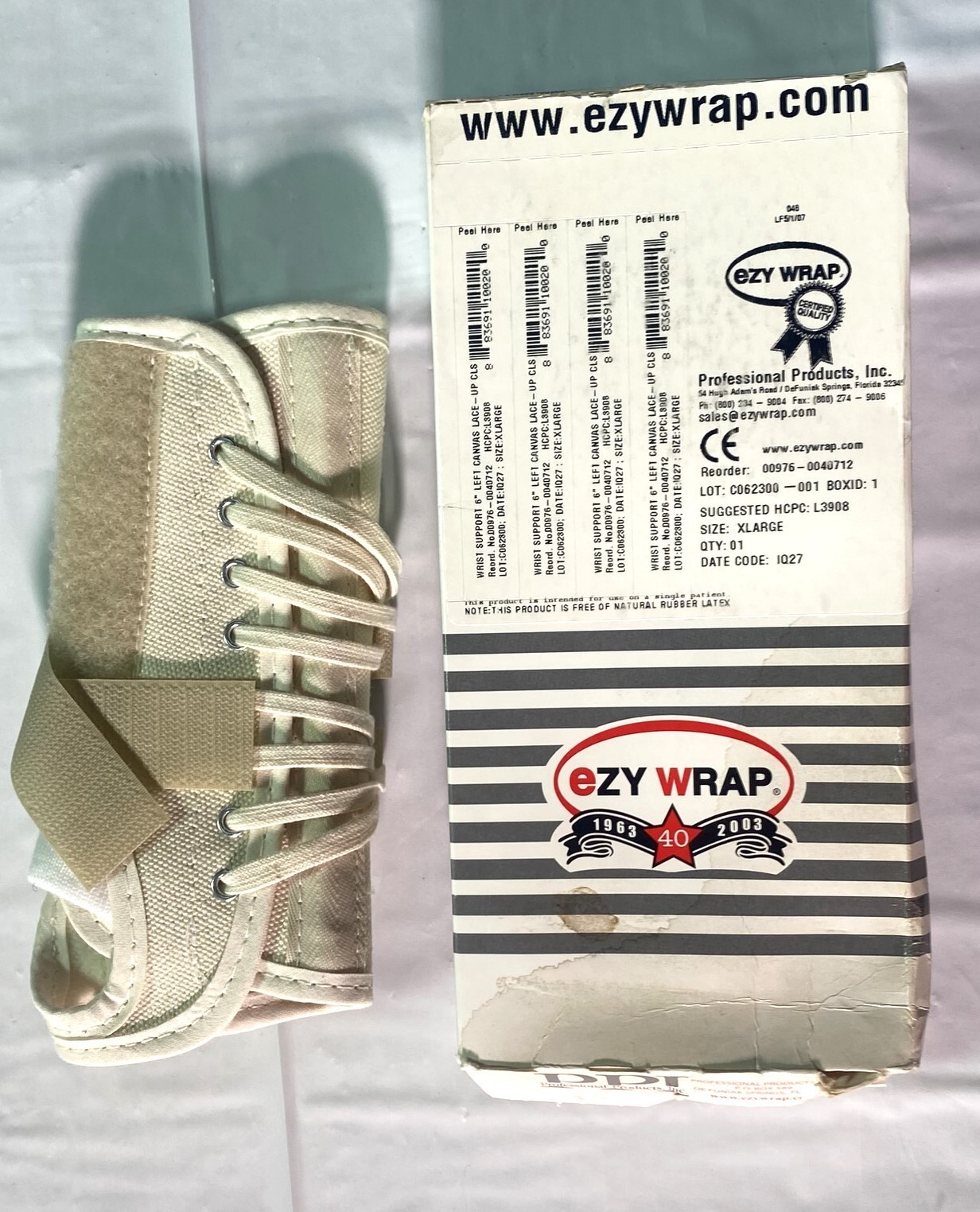 EZY WRAP 6″ Wrist Support – 6″ – SIZE XL – Left Wrist