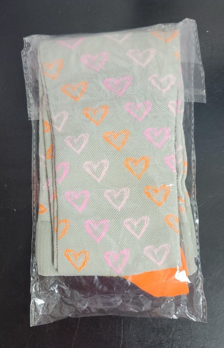 NEW ~ 1 Pair Compression Socks Knee High Stockings Grey with Hearts Sz S/M