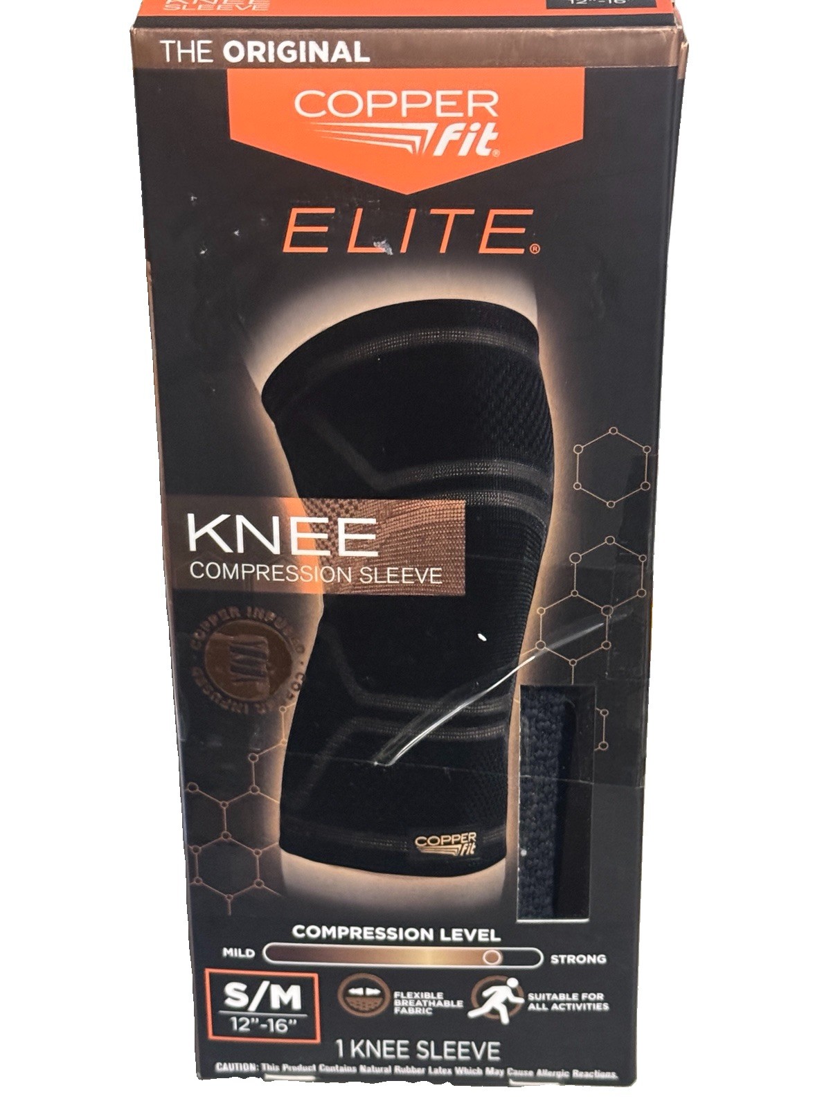 2x Copper Fit Elite Knee Compression Sleeve Brand New S/M 12″-16″