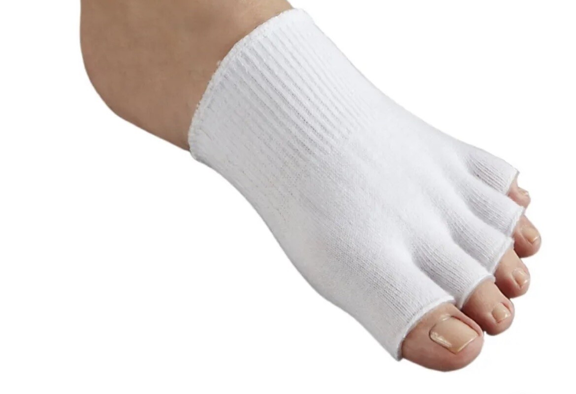 Toe Separating Gel Compression Socks Help Dry Cracked Skin White (5 Pairs)