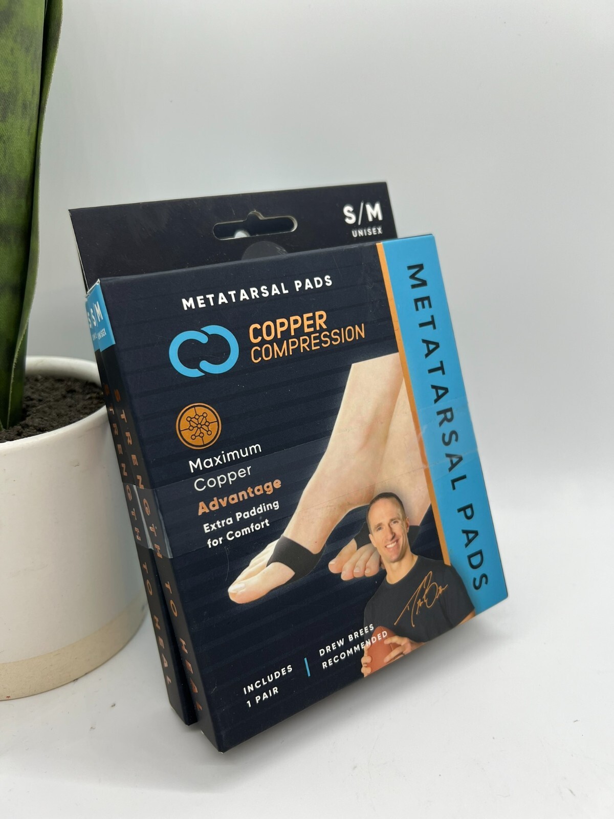 Lot of 2x Copper Compression Sleeve Metatarsal Pads Size S/M Unisex 1 Pair