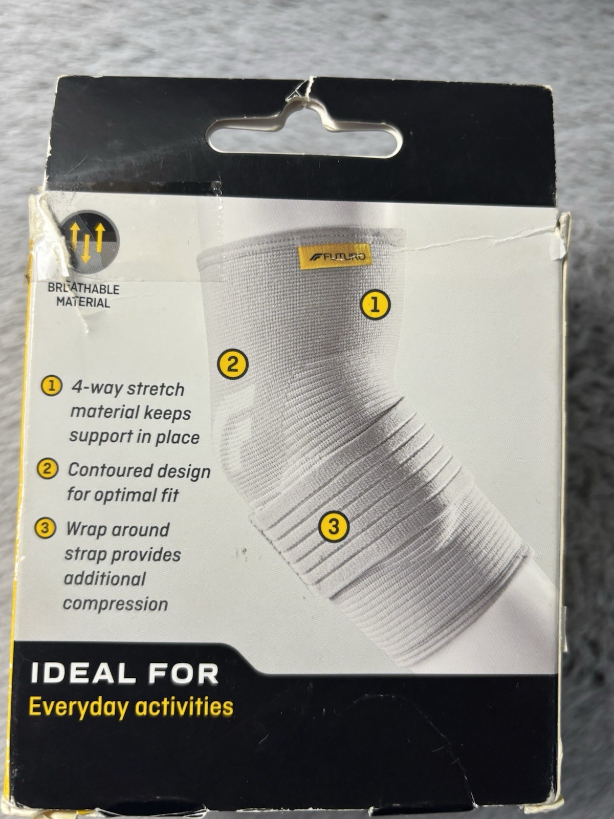 3M FUTURO Elbow Comfort Support Brace Pressure Pads Medium Beige 4-Way Stretch