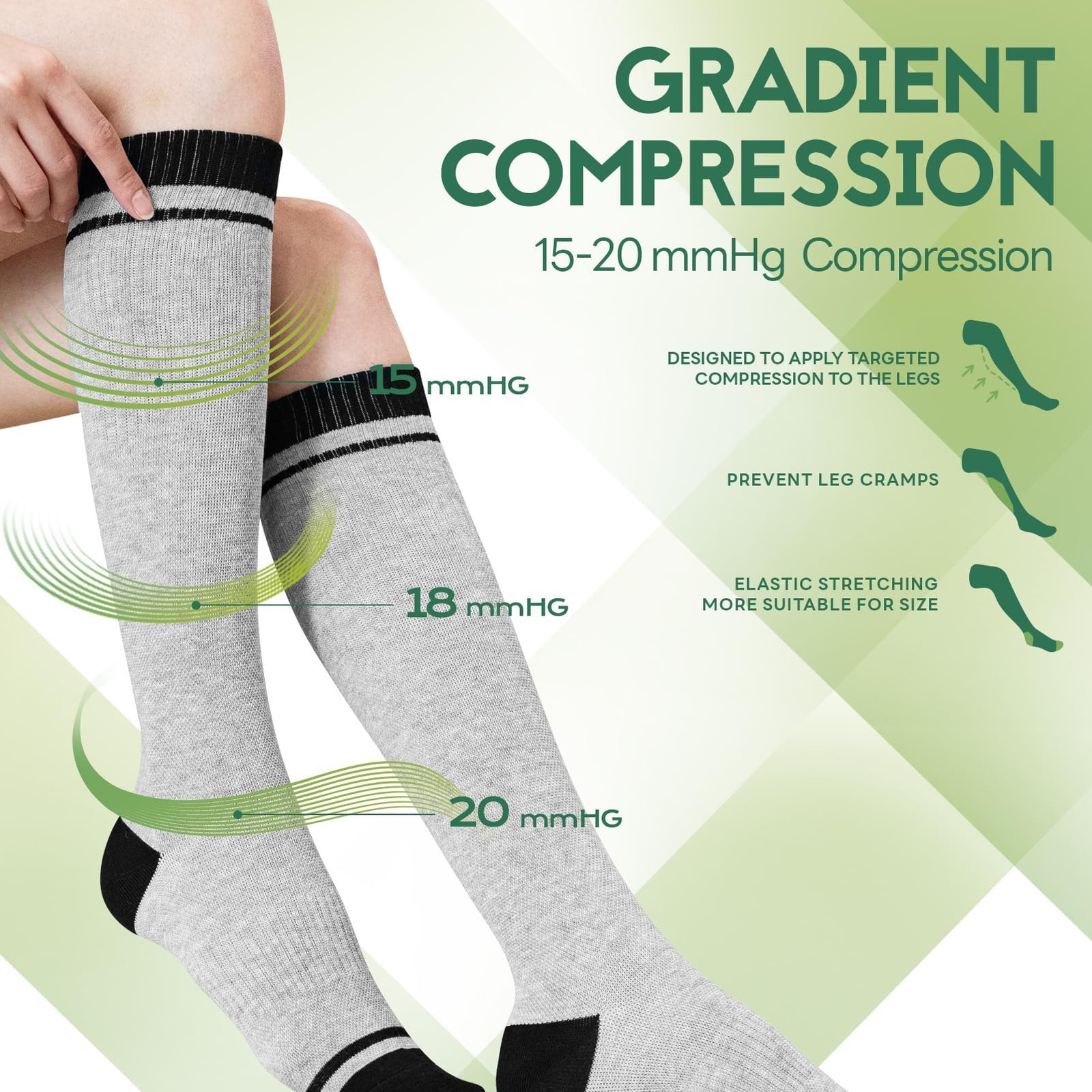 SONORAN Bamboo Viscose Compression Socks for Women & Men (3 Pairs) 15-20 mmHg…