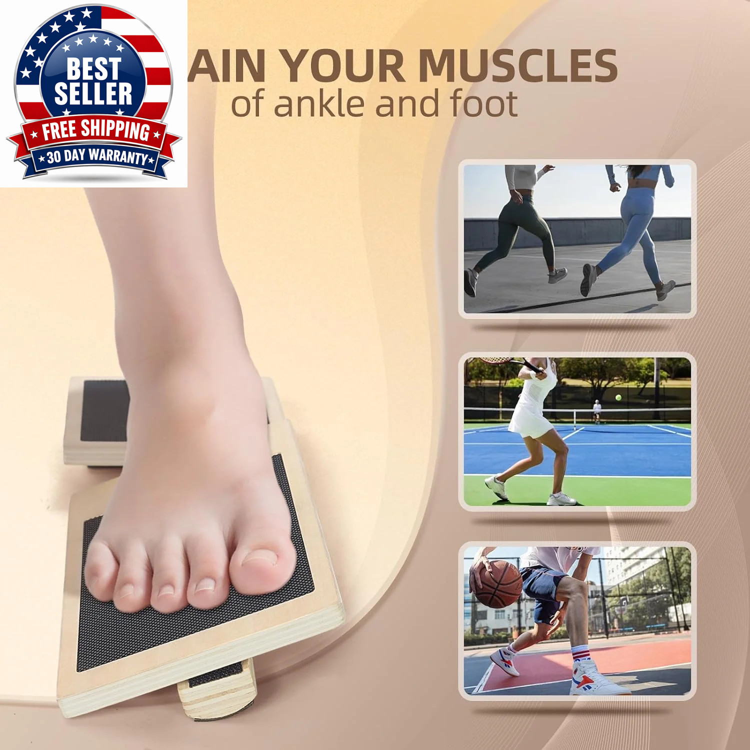 Ankle Strengthener Exerciser for Sprained, Single Foot Balance Board, Non-Slip W