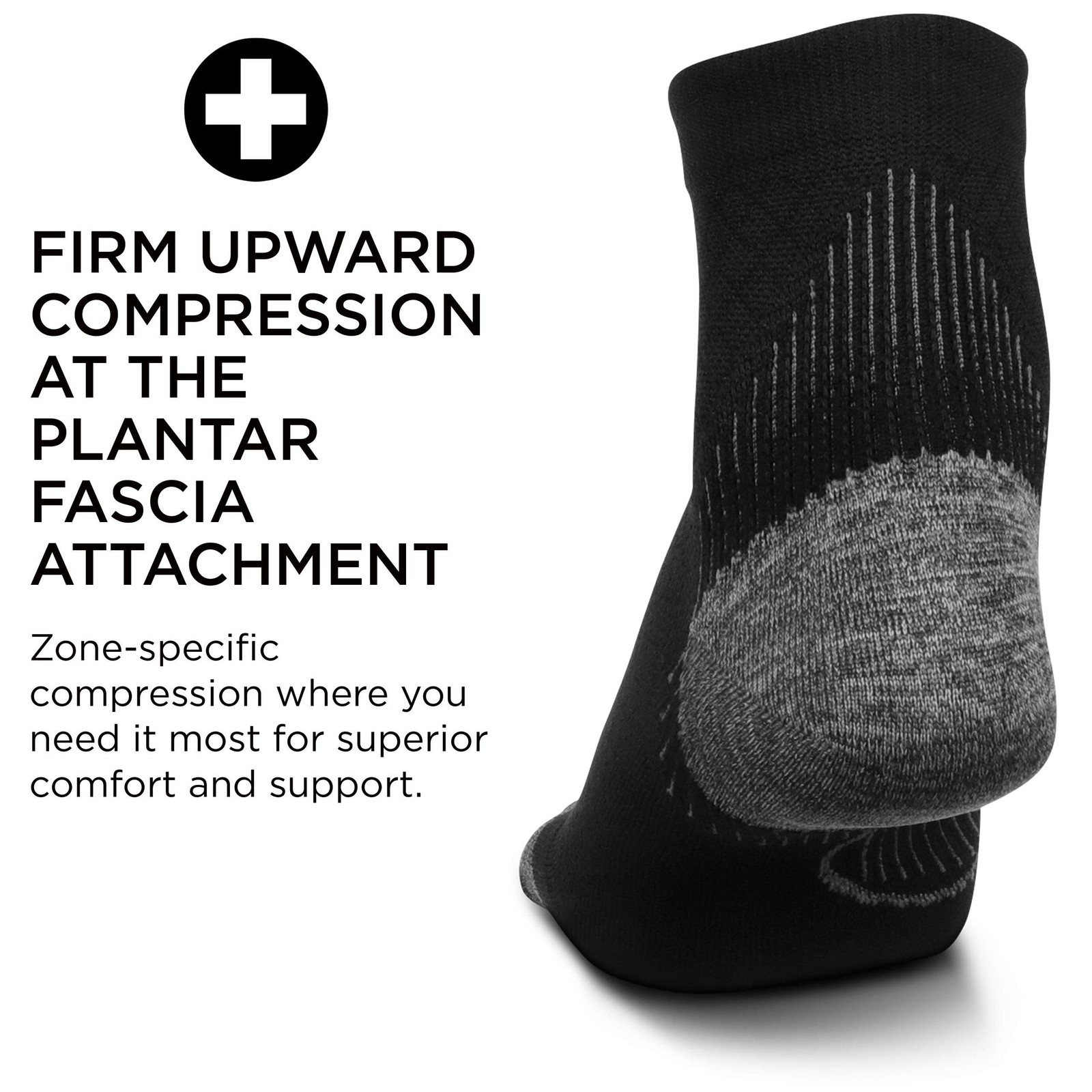 Plantar Fasciitis Relief Ultra Light Cushion Quarter Sock Men Black L
