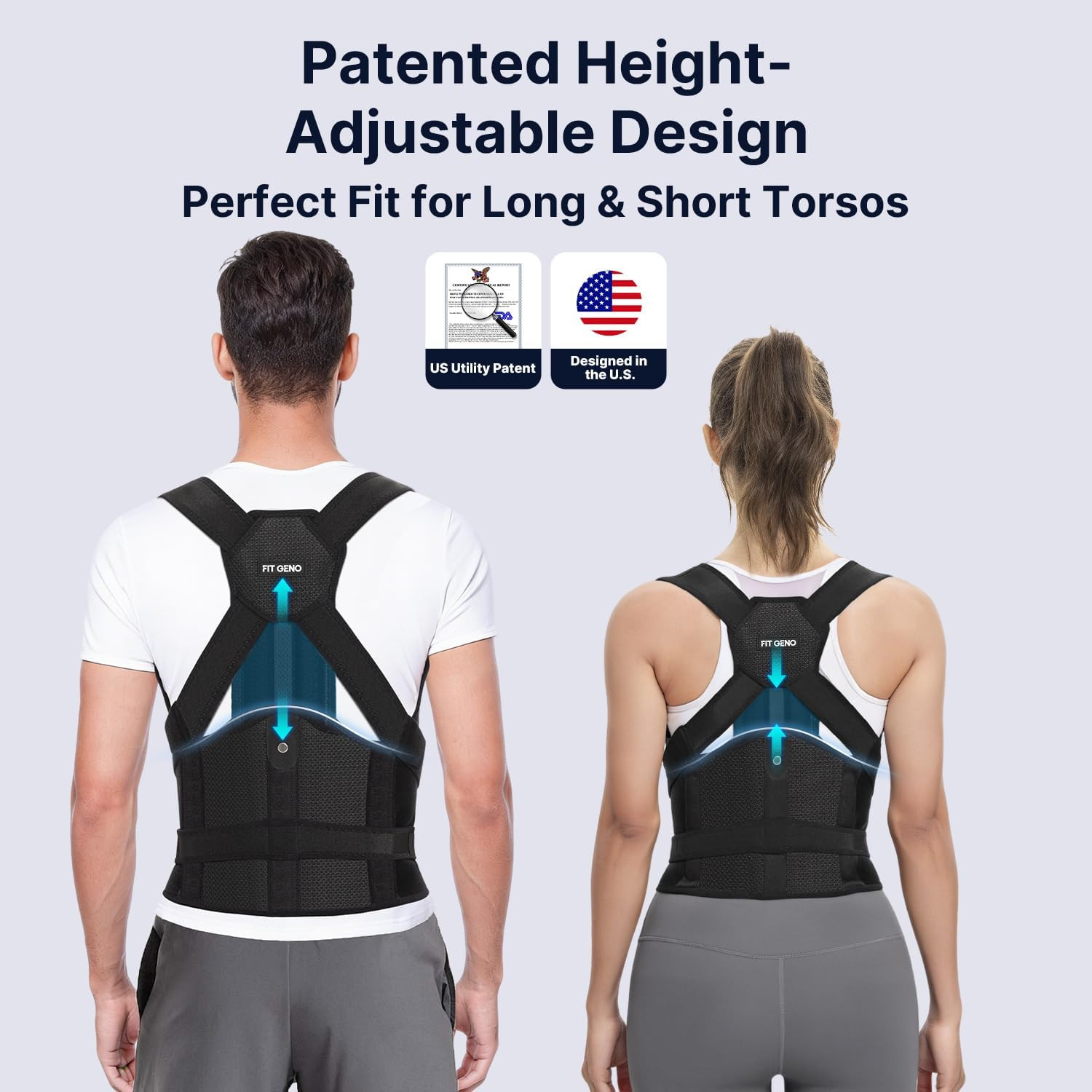 Heightfit Posture Corrector for Women & Men, Adjustable Back Brace | Our Patente