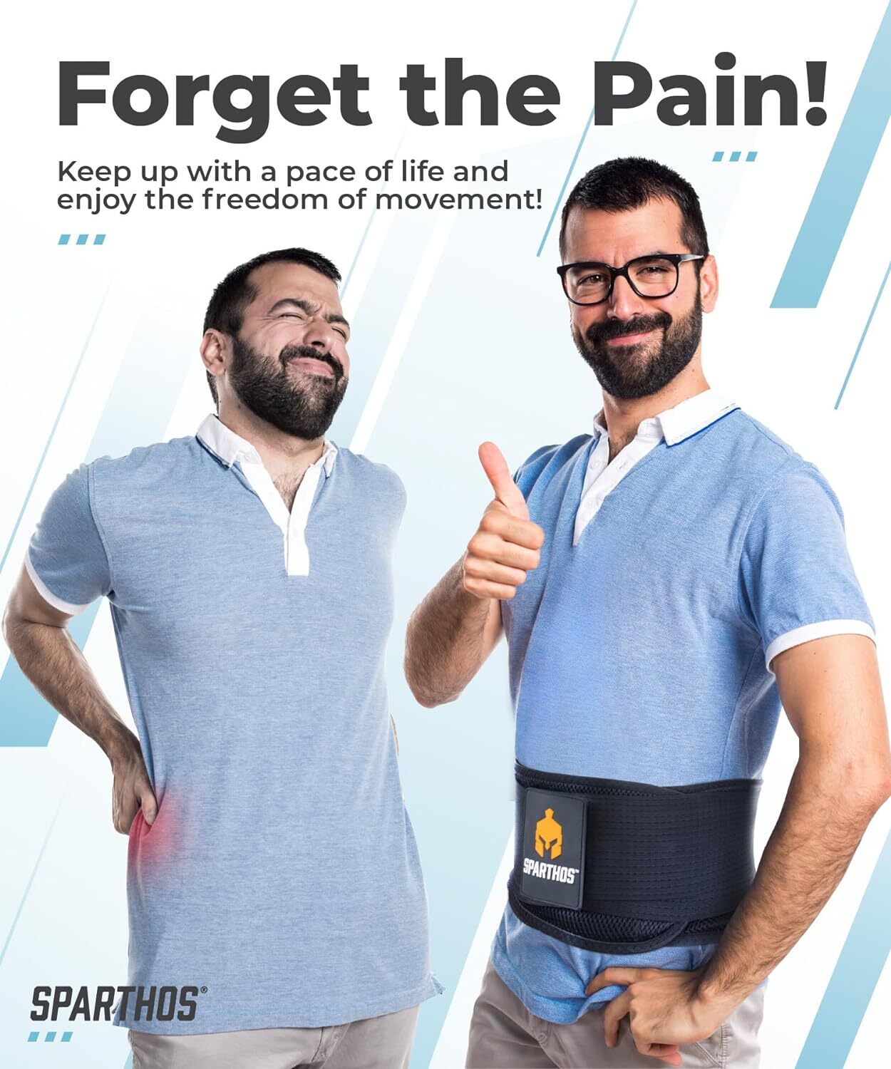 Medium Back Brace w/ Lumbar Support Pad for Lower Back Pain-Relief from Sciatica