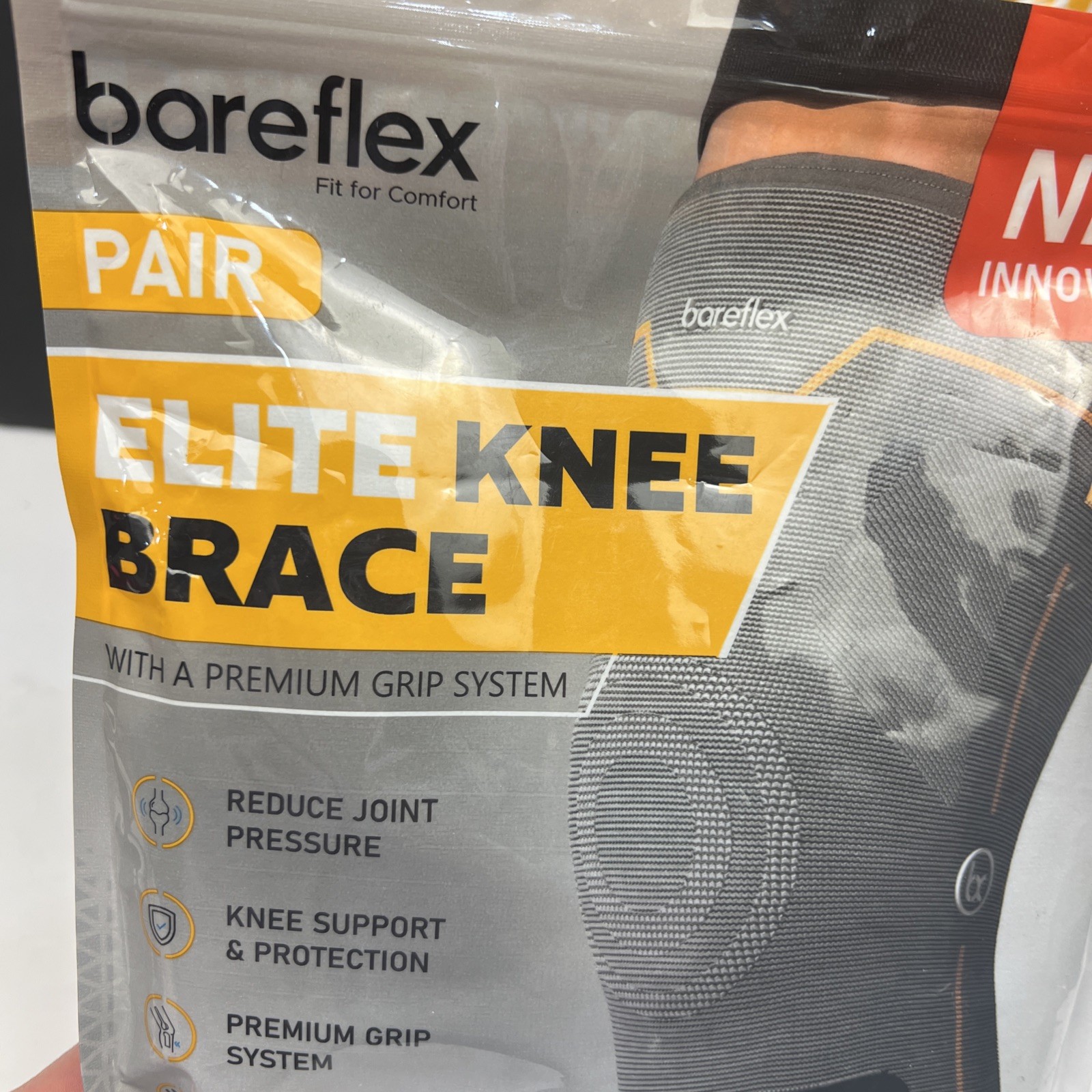 2 Knee Compression Suppott Sleeve Brace, Gray , Unisex L, Support Relief PAIR