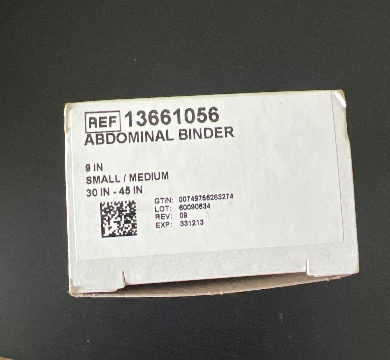 DeRoyal 9″ Abdominal Binder 30″ to 45″ Small/Medium 13661056 NIB