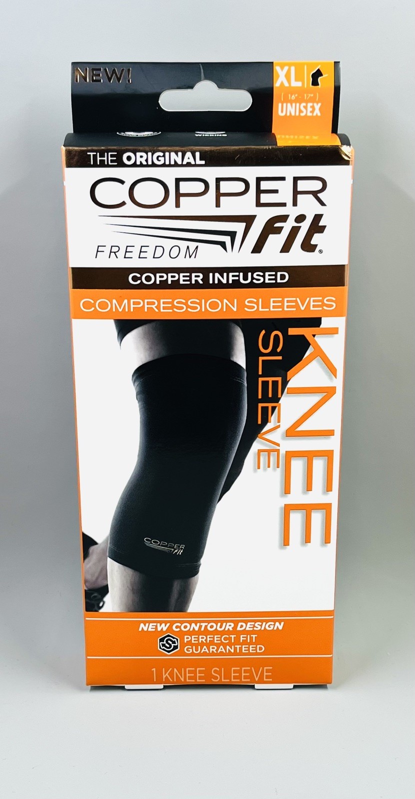 Copper Fit Freedom Copper Infused Compression Knee Sleeve – Size XL – Black