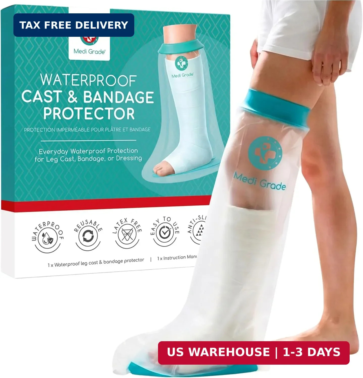 Waterproof Cast Covers for Shower Leg | Cover for Showering after Surgery Protec