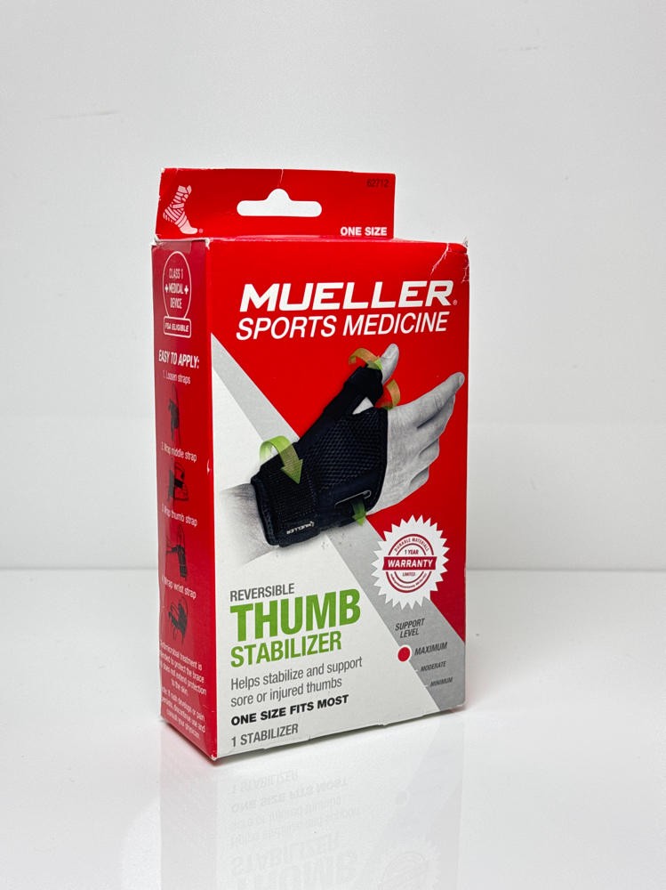 Mueller Thumb Brace Spica Splint Adjustable Support Fits Right or Left Black