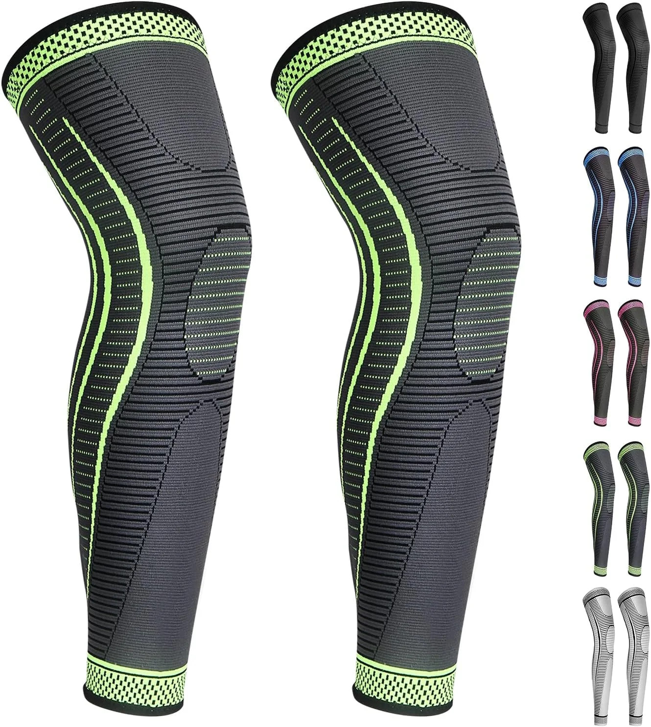 2 Pack Full Leg Compression Sleeves for Men And Women Long Knee Brace Support fo