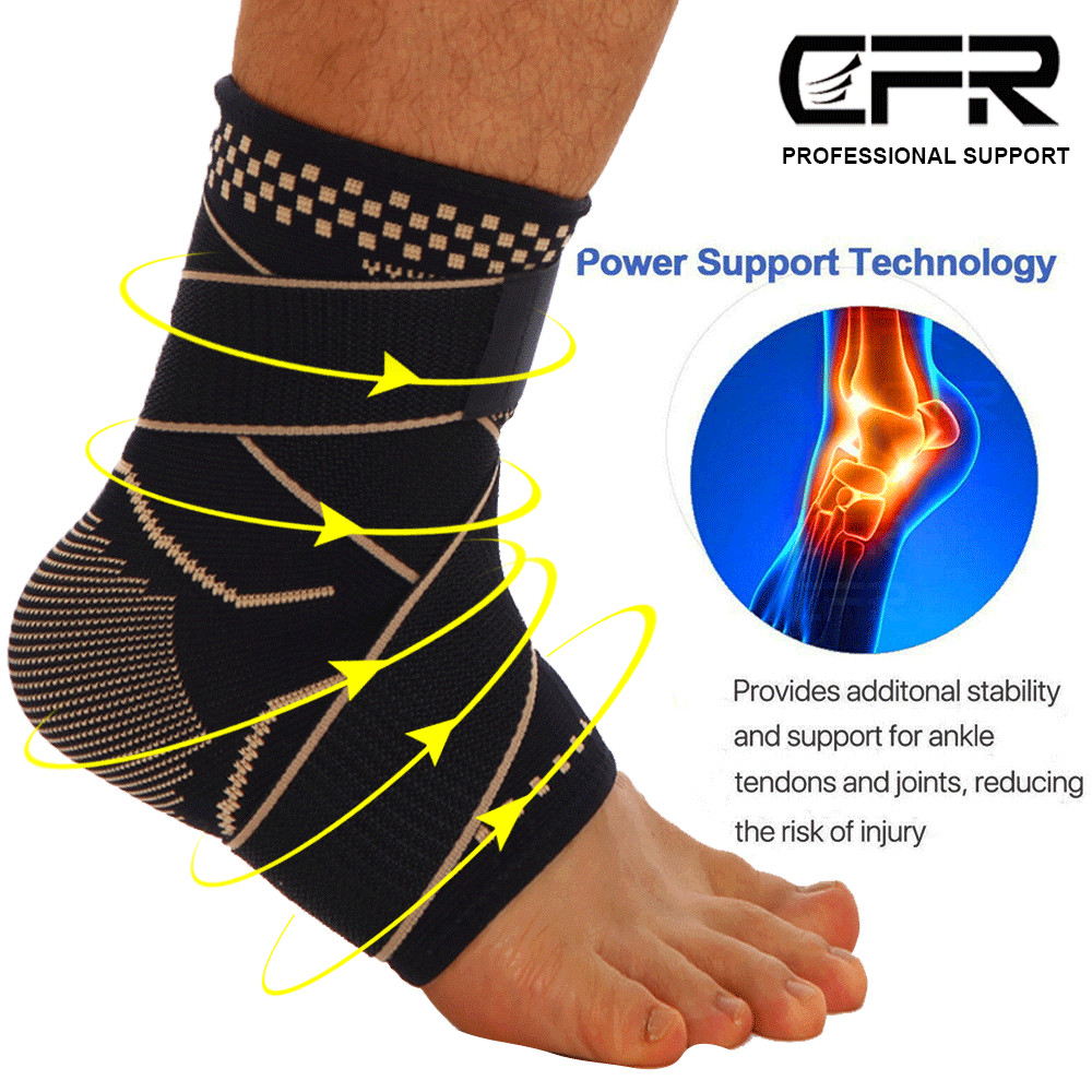 Copper Ankle Support Compression Sleeve Brace Foot Pain Relief Plantar Fasciitis