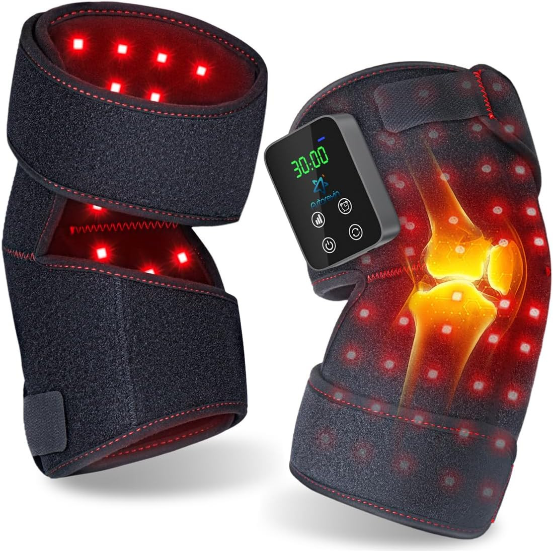 Red Light Therapy Knee Brace Wireless Rechargeable with Pulse & Heating Modes, 6