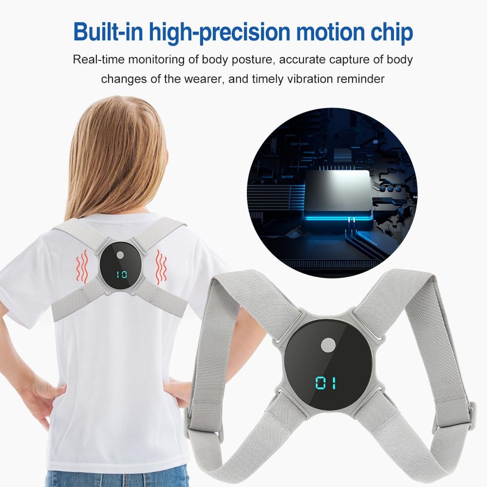 Posture Corrector – Adjustable Upper Back Brace with Vibration Intelligent Po…