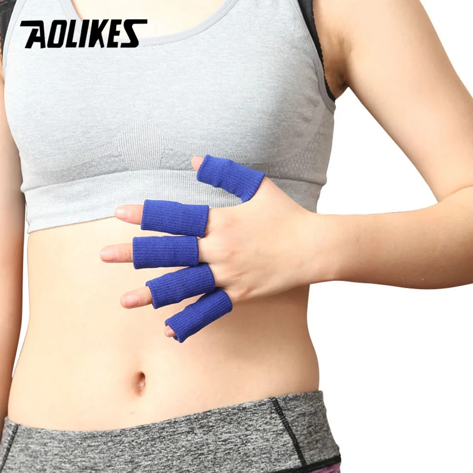 AOLIKES 10PCS Lot Elastic Finger Sleeves Basketball Sports Safety Thumb Brace