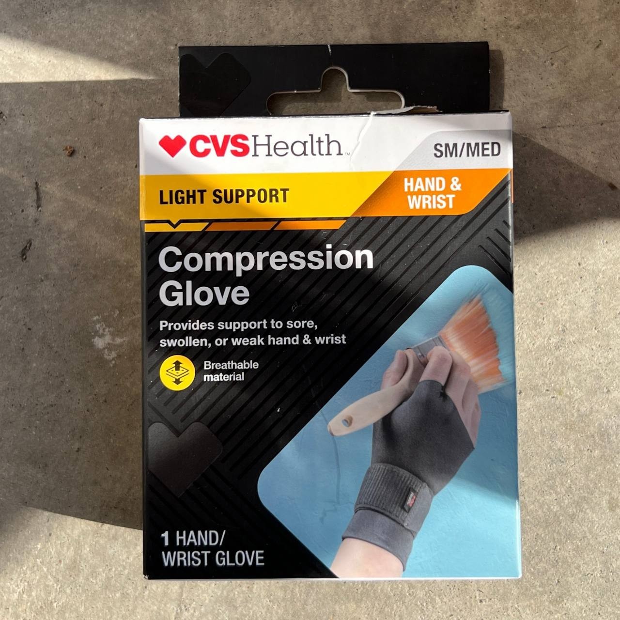 CVS Compression Glove Hand & Wrist Size S/M Light Support