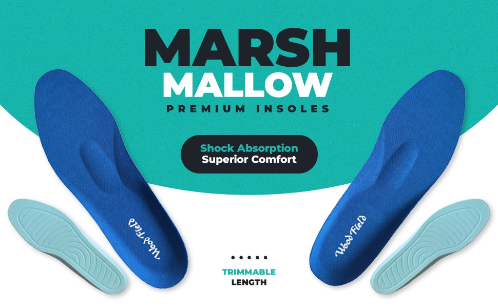 Marshmallow Shock-Absorbing Insoles – Ultra-Firm, 3D Arch Support, Soft and