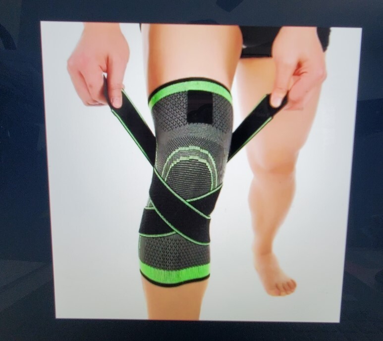 KNEE BRACE-COMPRESSION SLEEVE WITH PATELLA STABILIZER STRAPS, GREEN/ SIZE MEDIUM