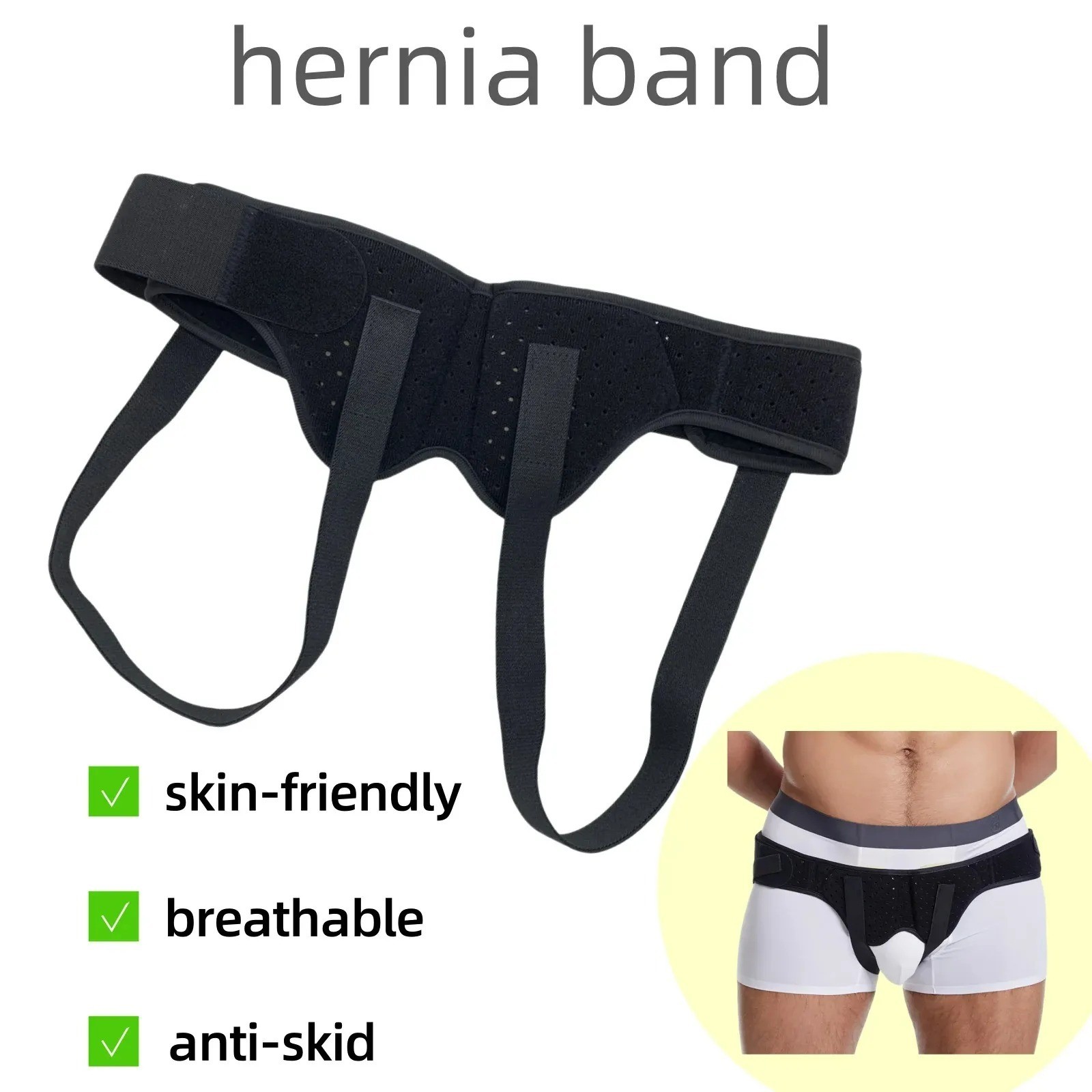 Hernia Support Belt Men Truss For Inguinal With 2 Removable Compression Pads US