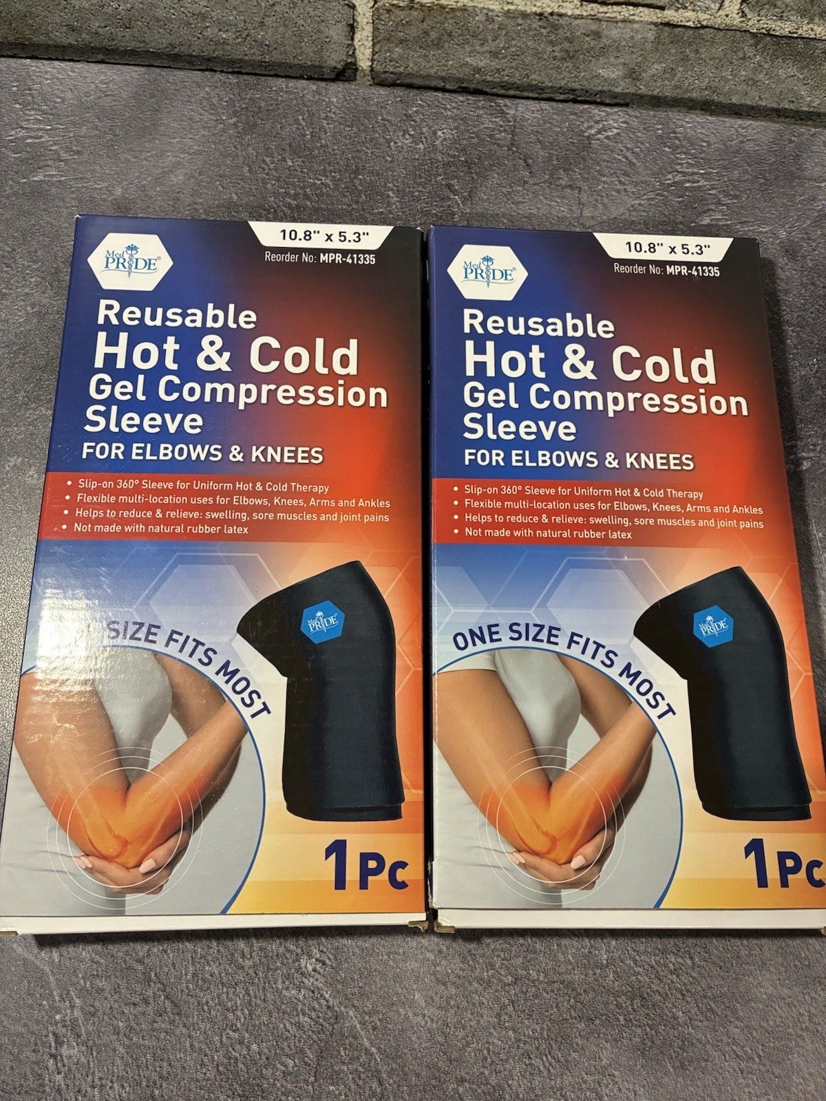 Med Pride Hot & Cold Gel Compression Sleeve for Elbow Knee Arm – X2