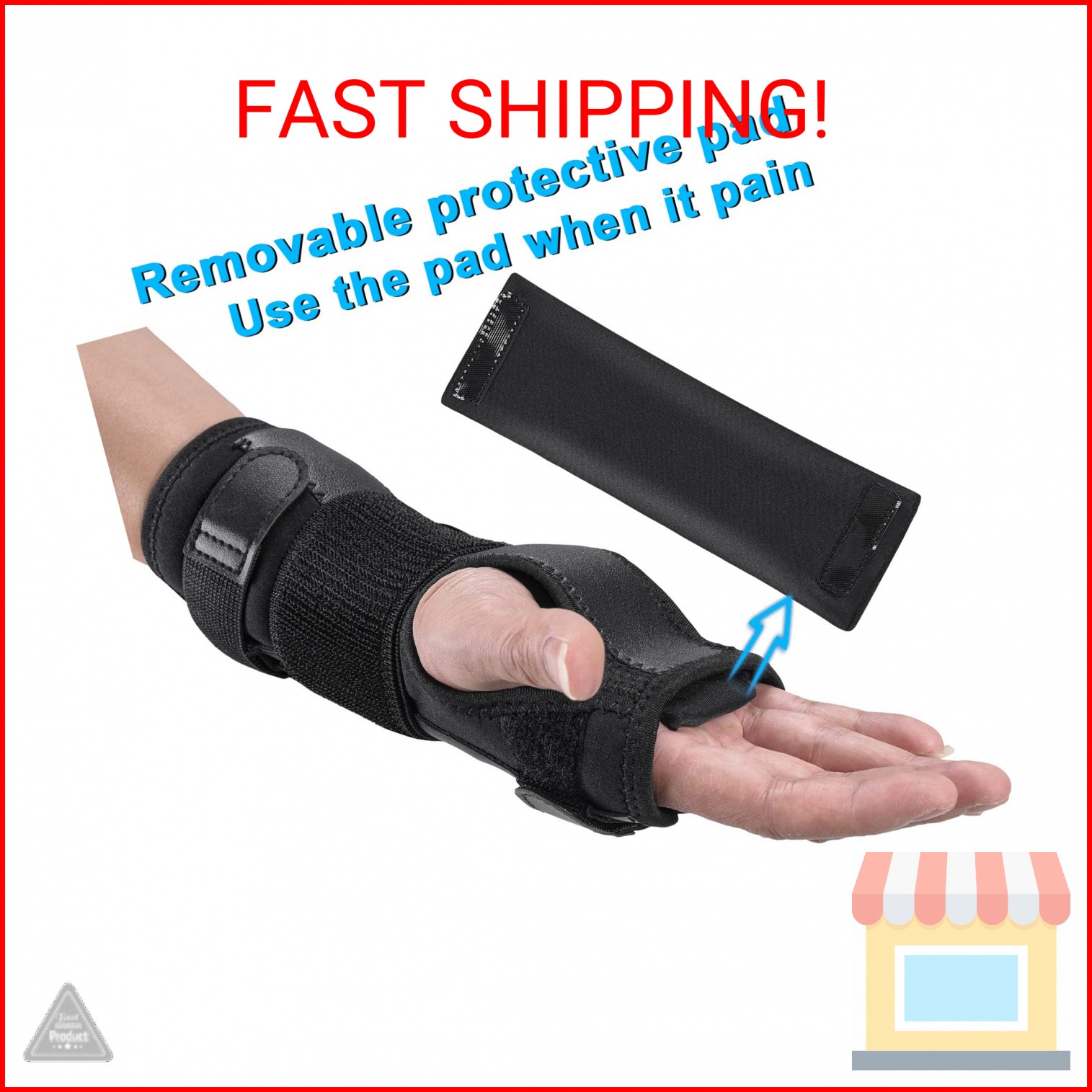 PKSTONE Wrist Splint for Carpal-Tunnel Syndrome, Adjustable Compression Wrist Br