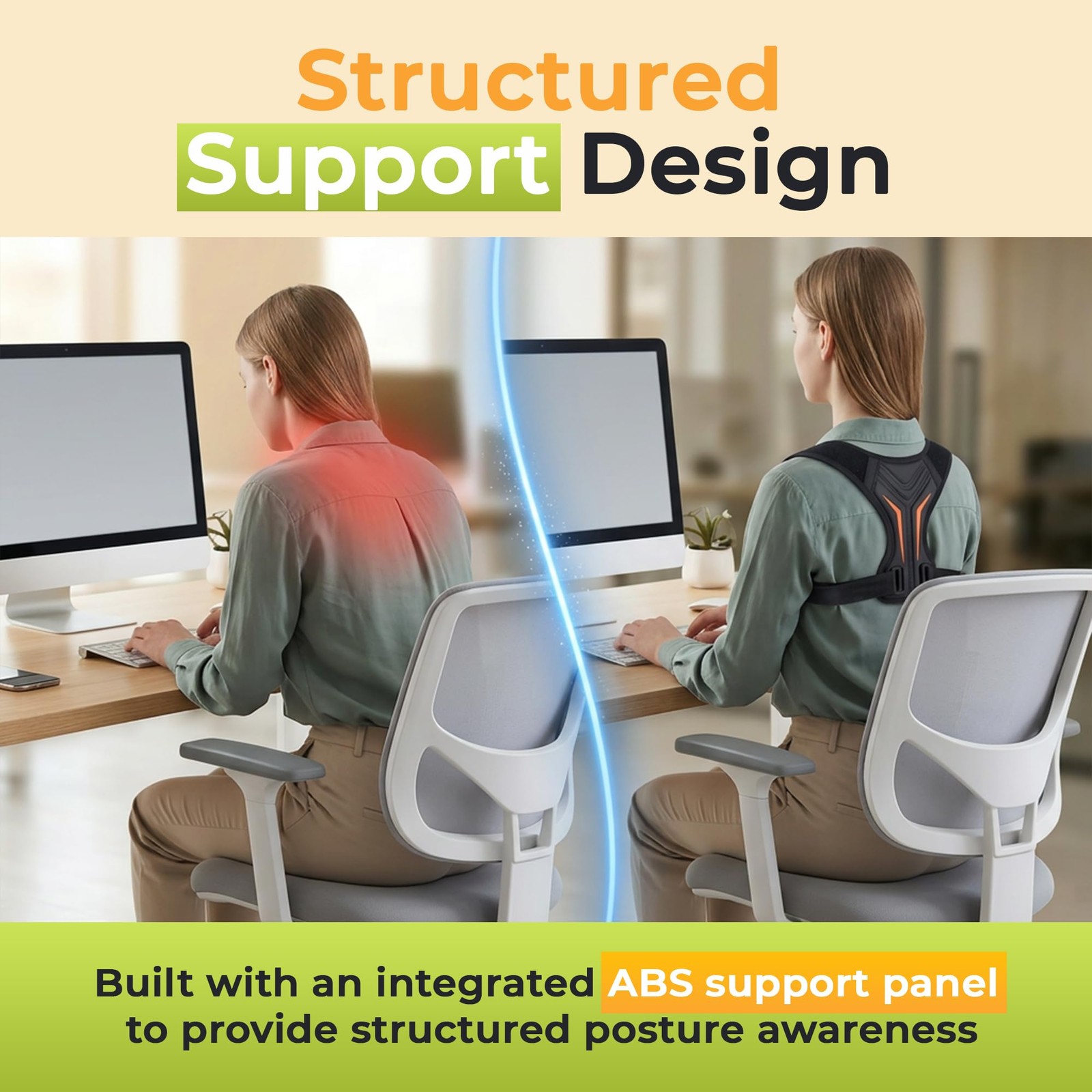 FELUVI Posture Corrector for Women & Men, Adjustable Medium, Black/Orange