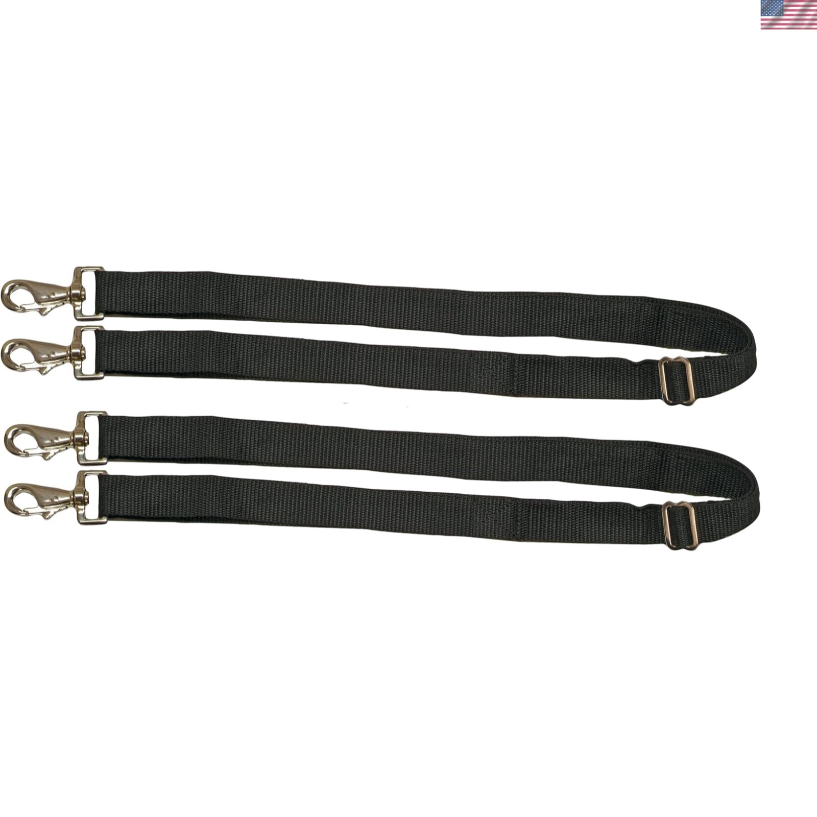 Elastic Leg Straps for Horse Blankets – Black Pair with Stainless Steel Clips