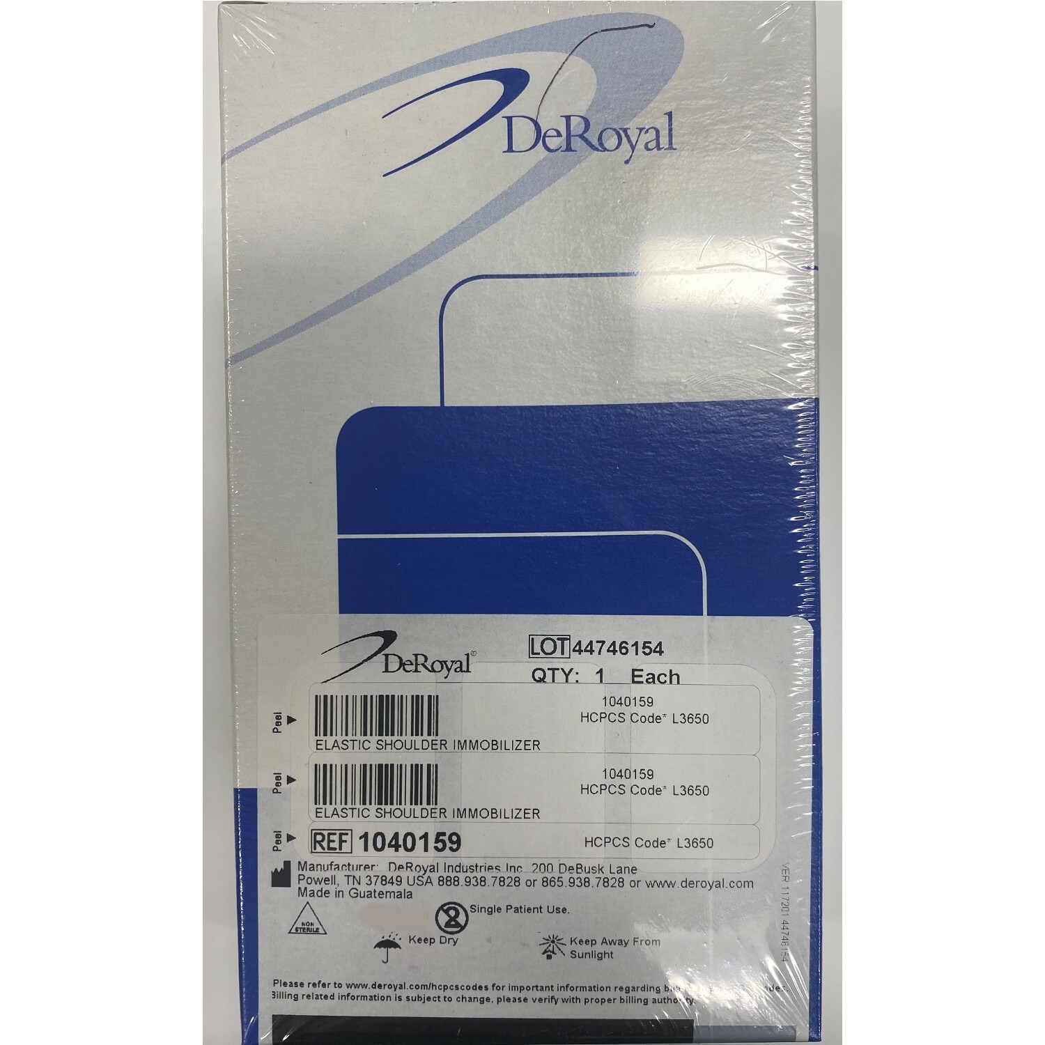 *1-Pack* DeRoyal Elastic Shoulder Immobilizer X-Large 1040159