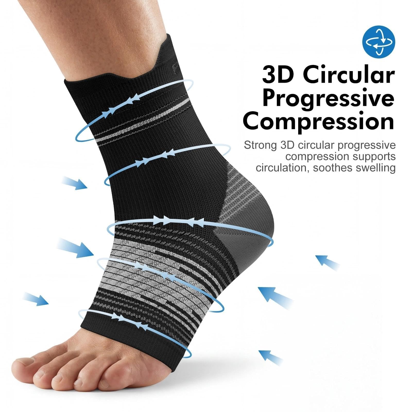 6 Pairs Plantar Fasciitis Socks for Men & XX-Large (6 Pair), Black(6 Pairs)