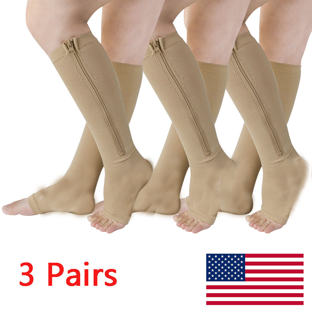 3pairs Socks For Compression Socks 20-30mmhg Men Women Circulation Recover Nylon